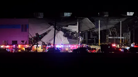 Un depozit Amazon din Statele Unite s-a prăbușit după ce a fost lovit de o tornadă. Între 50 și 100 de muncitori se aflau în clădire | VIDEO