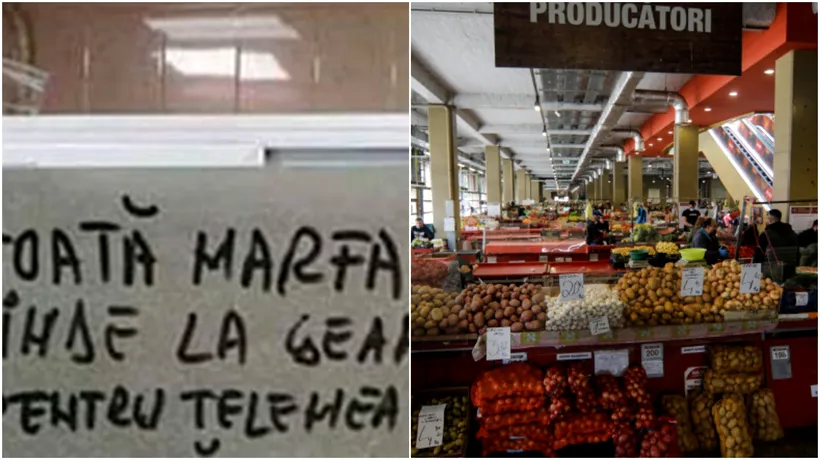 Afișul care a stârnit hohote de râs într-o piață din București: „Pentru telemea vă servește..”