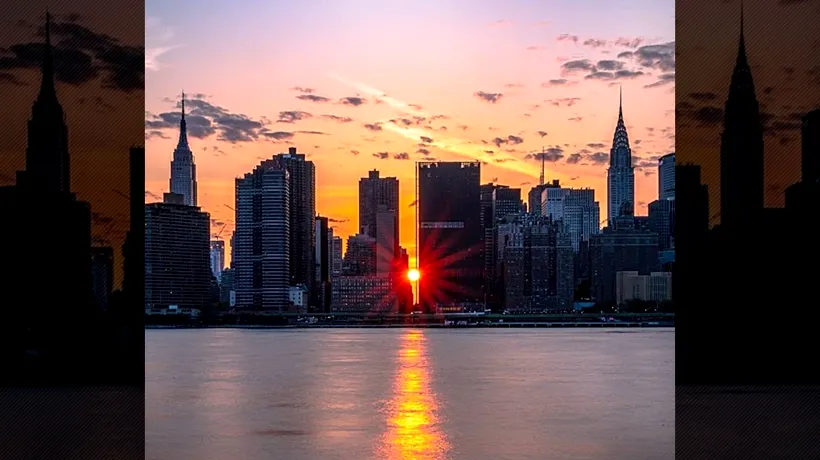 FOTO | „Manhattanhenge”. Fenomen unic în New York. Momentul în care Soarele se aliniază perfect cu străzile la apus