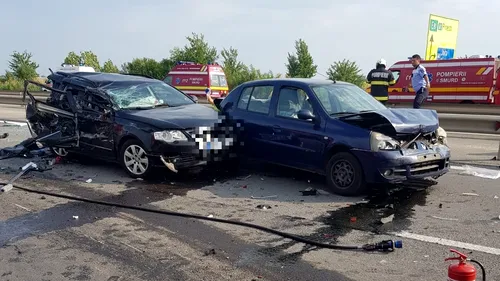 VIDEO | Accident rutier în lanț pe autostrada București-Pitești. O persoană a decedat și mai multe au ajuns la spital