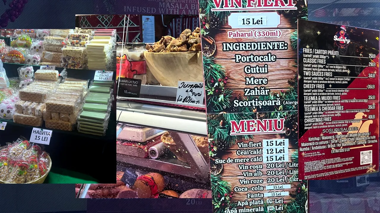 Prețuri scandaloase la Târgul de Crăciun din Piața Constituției, deschis sâmbătă. Kilogramul de pastramă - 220 de lei