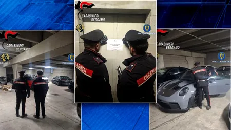 20 de mașini de lux, descoperite de DIICOT într-un garaj din Italia. Gruparea era condusă de un român urmărit internațional