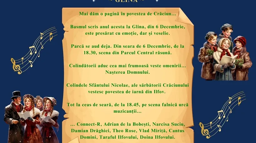 (P) Pe 6 DECEMBRIE, copiii din ILFOV se întâlnesc  cu Moș Nicolae, în Parcul Central din GLINA