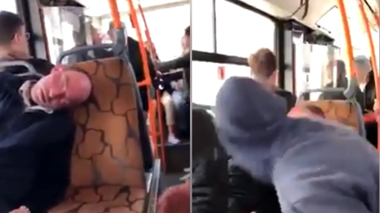 Scene incredibile într-un autobuz din Galați. Un bărbat care dormea a fost victima unor tineri dornici de amuzament: „Hai, dă-i!
