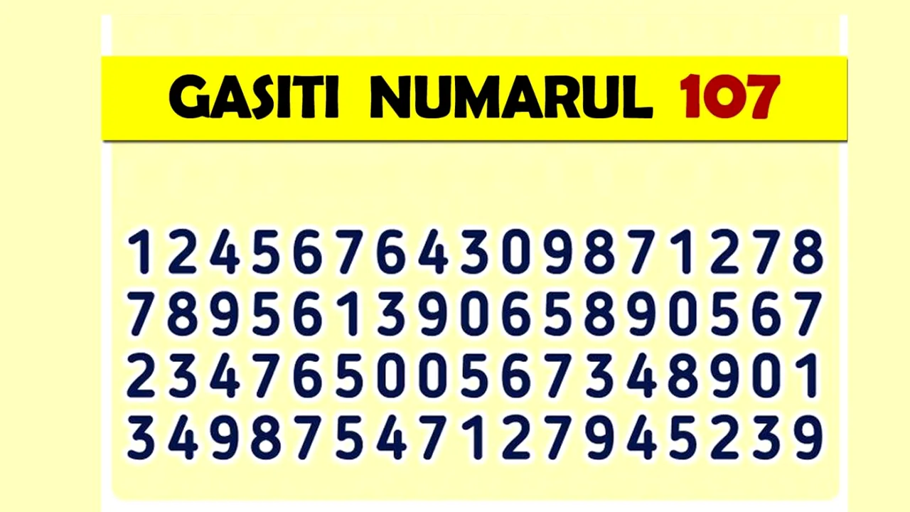 TEST IQ | Găsiți numărul 107 în această serie. 99 din 100 nu văd rezolvarea!