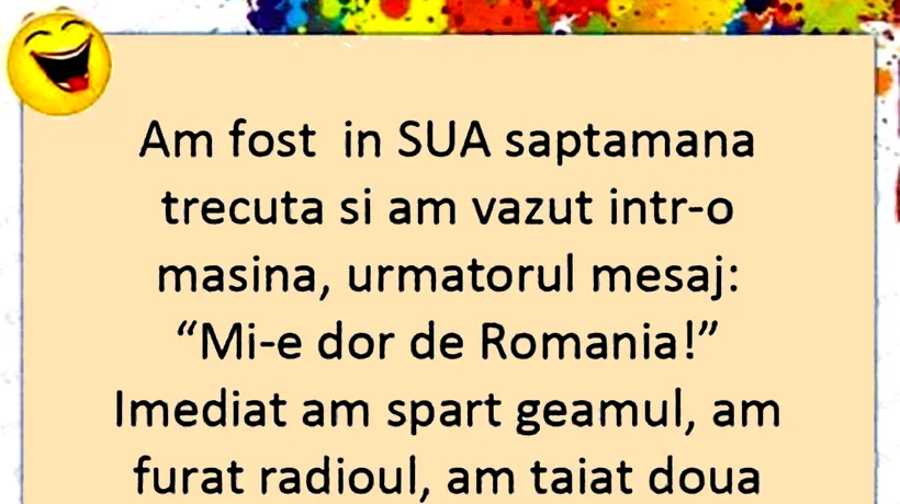 Bancul de miercuri | „Mi-e DOR de România”