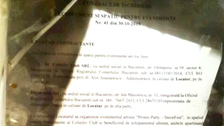 DOCUMENTUL care ar putea schimba dosarul Colectiv. Contractul care confirmă spusele patronilor, găsit parțial ARS în club