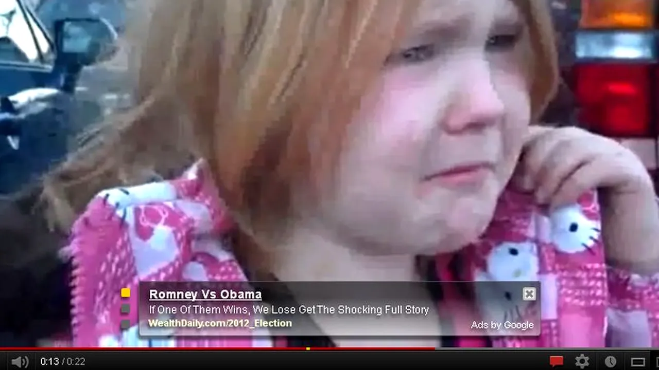 Videoclipul care a  fost văzut de două milioane de oameni. O fetiță plânge pentru că s-a săturat de campania din SUA