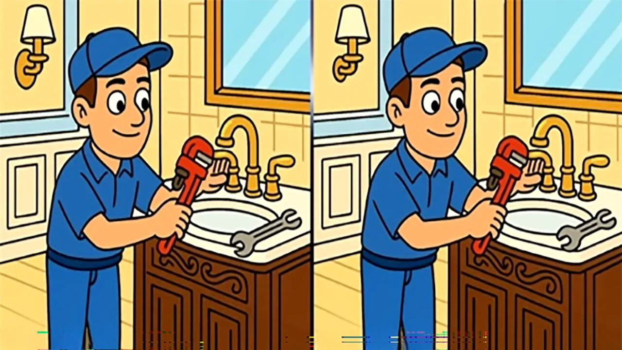 Test de perspicacitate | Acești doi instalatori par identici, dar nu sunt. Găsiți cele 3 diferențe!
