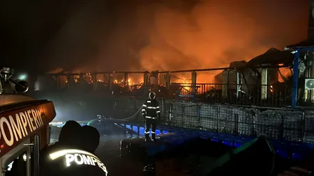 FOTO-VIDEO - O pensiune din Delta Dunării s-a făcut scrum / O persoană a avut nevoie de îngrijiri medicale / Şapte turişti s-au autoevacuat