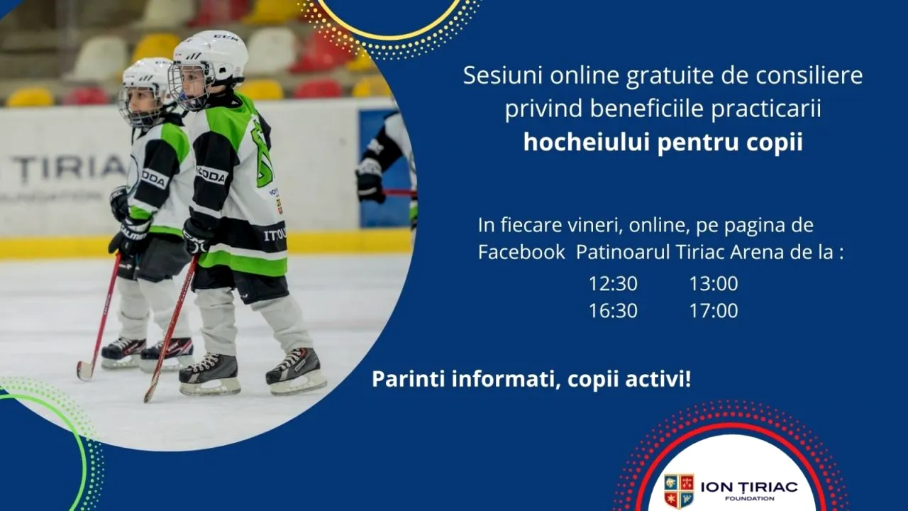 Fundatia Tiriac demareaza un proiect de consiliere online pentru parintii care vor sa se informeze referitor la beneficiile practicarii hocheiului in randul copiilor