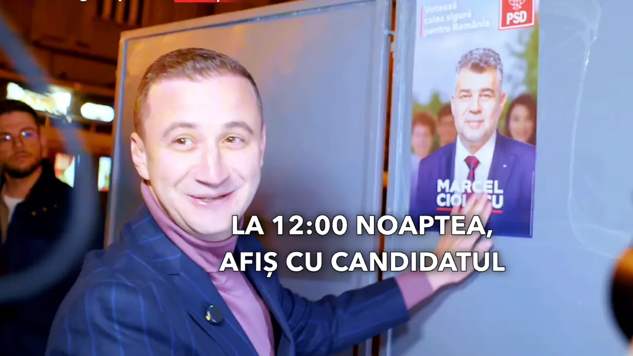 Alfred SIMONIS lipește primul afiș în centrul Timișoarei cu Marcel CIOLACU