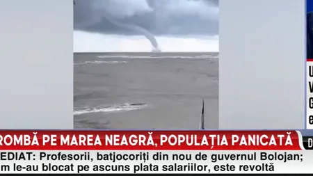 Trombă uriașă, filmată pe Marea Neagră. Populația, panicată la vederea fenomenului meteorologic asemănător tornadei