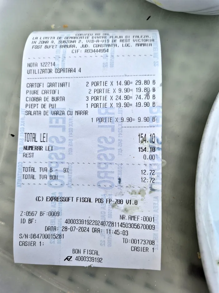 Câți lei a dat polițistul Daniel din București, pentru o ciorbă de burtă, la „împinge tava” în Mamaia Nord
