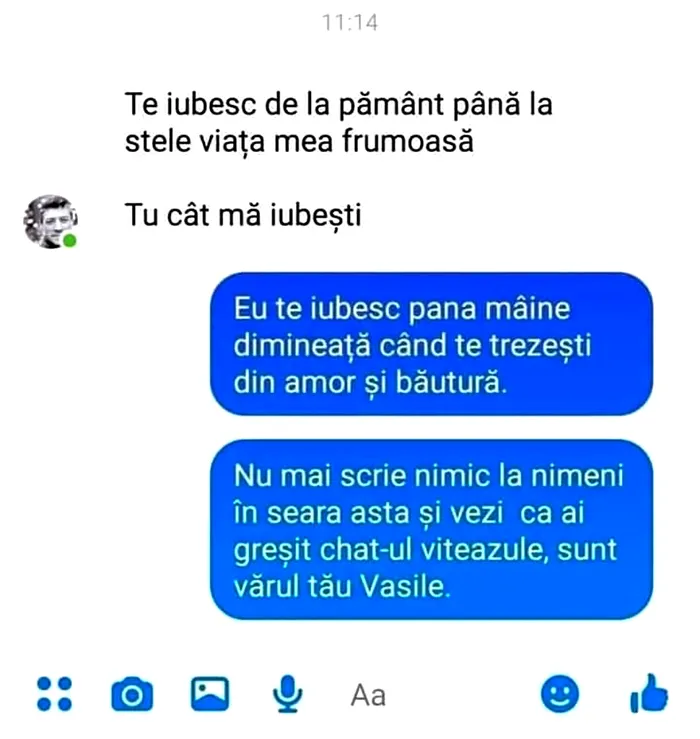 Din seria „Bancul zilei”: Dumnezeu a creat prima dată doi bărbați, nu un bărbat și o femeie. Deoarece se certau foarte des, le-a ascuns organele reproducătoare și le-a spus ca acela dintre ei care și-l găsește primul va fi bărbatul, celalalt urmând a fi femeia. Continuarea, aici. BANCUL ZILEI | Rămas șomer, Bulă se duce la Oficiul pentru Plasarea Forţei de Muncă Rămas șomer, Bulă se duce la Oficiul pentru Plasarea Forţei de Muncă. – Bună ziua, vreau şi eu un loc de muncă. – Avem ceva foarte bine plătit, dar e mult de lucru. – Nu, mulţumesc. Dacă am bani, îi dau pe băutură. – Atunci, avem un loc în care nu prea aveţi de muncă, dar e prost plătit. — Continuarea aici BANC | Bulă sună la ziarul local din Vaslui pentru a plasa un anunţ la matrimoniale Bulă sună la ziarul local din Vaslui pentru a plasa un anunţ la matrimoniale. – Ce aţi vrea să scrieţi în anunţ? – „Mic de statură, grăsuţ. Caut blonde, înalte, cu pieptul mare, exclusiv pentru făcut dragoste. Fără obligaţii”. – Domnule Bulă, mă cam îndoiesc că… — Continuarea aici BANC | Bulă, la sfârşitul anului școlar: „Mamă, eşti o femeie norocoasă!” La sfârşitul anului școlar, Bulă îi spune mamei sale: – Mamă, eşti o femeie norocoasă! – De ce, fiule? – Nu mai trebuie să-mi … Continuarea aici Banc cu Bulă | „Mamă, mamă, ia uite: pot să merg pe bicicletă fără mâini!” Bulă are bicicletă nou. Într-o zi, vine la mama lui fericit: – Mamă, mamă, ia uite: pot să merg pe bicicletă fără mâini! – Bravo, Bulă! Dar ai grijă să nu cazi! Mai trec câteva zile, iar vine Bulă la mama lui: – Mamă, mamă, ia uite: pot să merg pe bicicletă fără … — Continuarea aici Citește și alte bancuri: BANCUL ZILEI | Într-o noapte, Bulă sună speriat la 112: „Alo, Salvarea?!” BANC | Mama își duce fiica la ginecolog. Medicul le scrie următoarele diagnostice: mamei-HP, fiicei-HHP BANCUL ZILEI | „50 de lei, pentru două minute de muncă?” BANC | Bulă și Ștrulă vor să treacă granița spre Ungaria, dar fără să-i prindă vameșii BANC | Bulă merge la oftalmolog, care îi arată pe tablă literele: C Z W N O S T A X C Z BANC | „Ți-am zis că, dacă se întâmplă ceva cu mine, poți să te întâlnești cu alte femei”