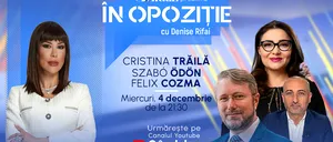 Emisiunea „În Opoziție cu Denise Rifai” începe miercuri, de la ora 21:30, live pe GÂNDUL. Invitați: Cristina Trăilă, Szabó Ödön și Felix Cozma