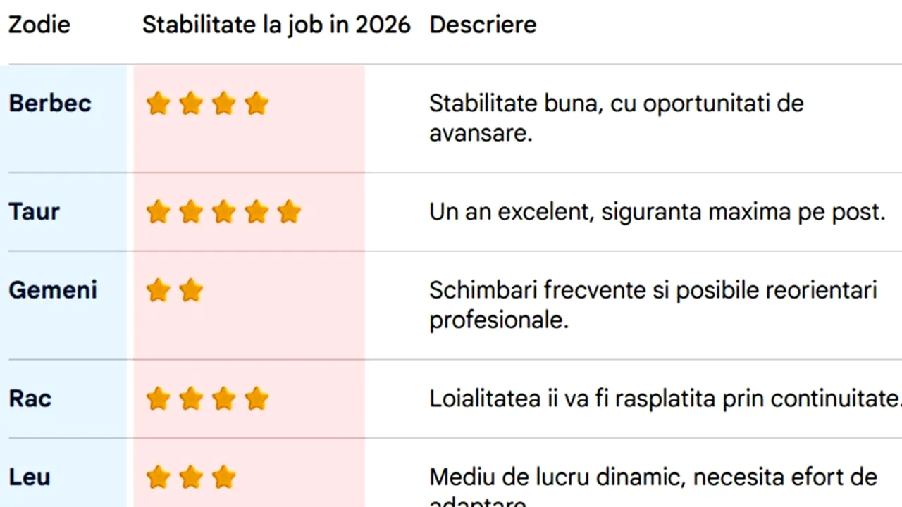 Zodia care va fi concediată în 2026. Ce stabilitate ai la job, în funcție de zodia ta. Tabel complet