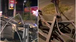 Accident pe Șoseaua Virtuții din Capitală. Un șofer a ajuns cu mașina pe liniile de tramvai după ce unul din cauciucuri a explodat