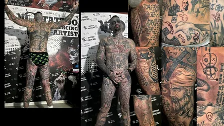 Ugly Boy, cel mai TATUAT român, a trecut din nou pe la salonul de tatuaje. ”Vreau să ajung la 100% acoperire”