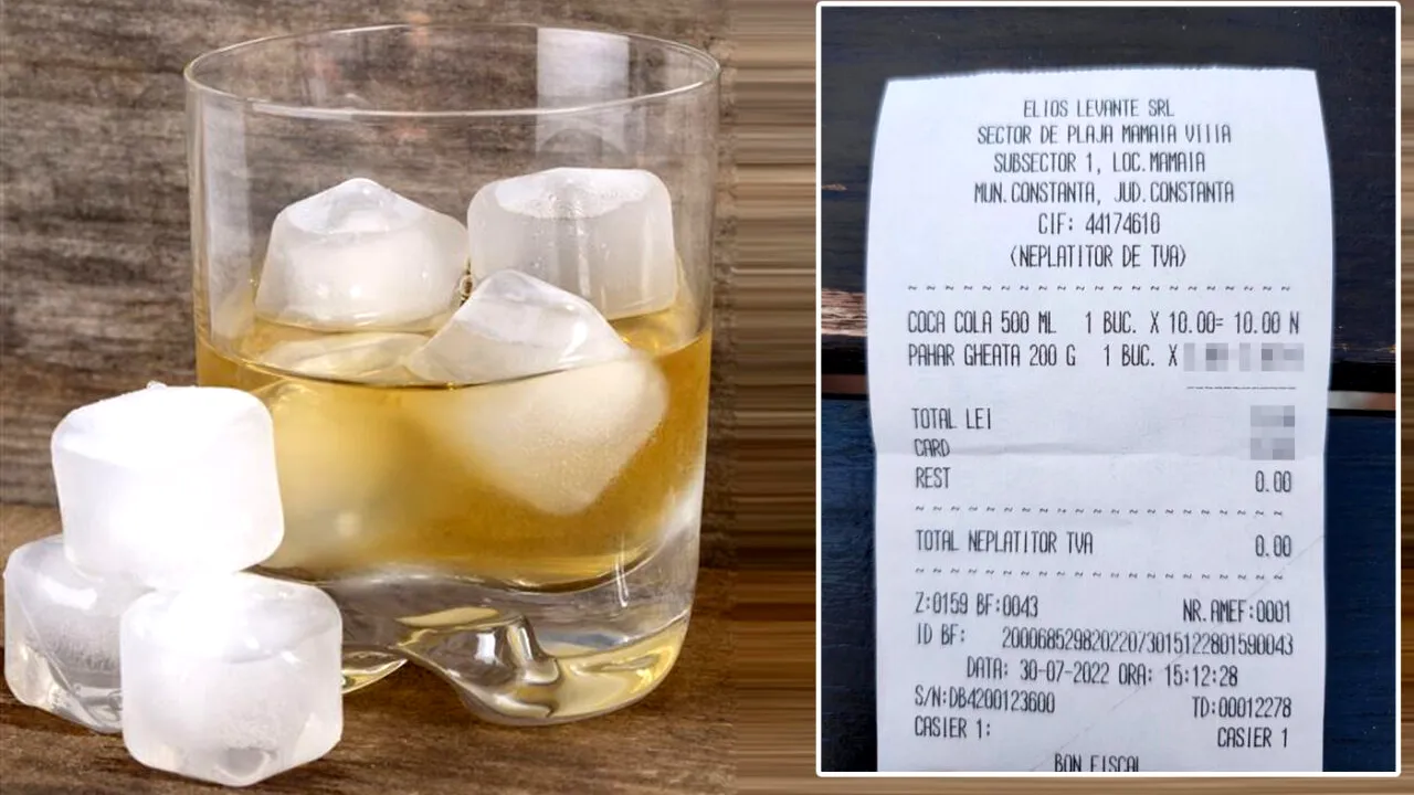 De necrezut! Un turist din Mamaia a fost taxat, pe nota de plată, pentru gheața din pahar! Câți lei i s-au cerut