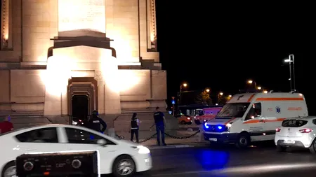 Incident la Arcul de Triumf. Un bărbat amenință că își va da foc | FOTO, VIDEO