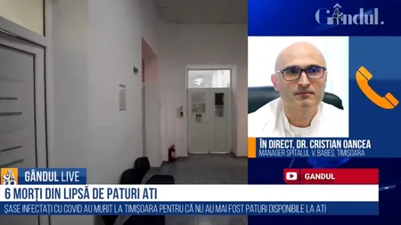 GÂNDUL LIVE. Medicul Cristian Oancea: Sperăm să nu ajungem în situația în care să alegem cine să trăiască și cine să moară