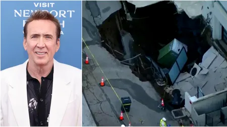 Groapa uriașă în fața casei deținută de Nicolas Cage în Malibu. Surparea a provocat o scurgere de gaze