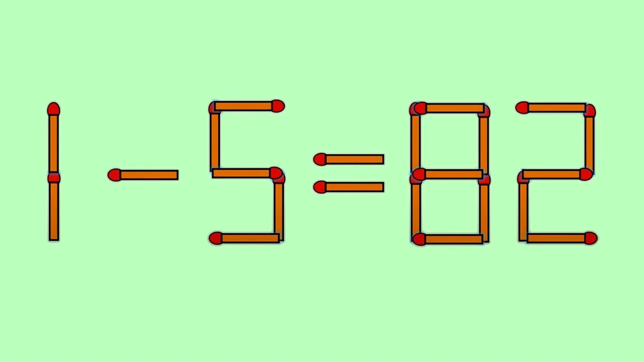Test de inteligență exclusiv pentru genii | Corectați 1-5=82, mutând un singur băț de chibrit