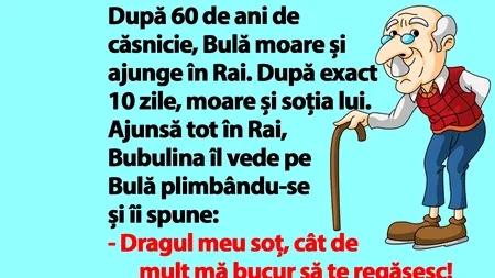 BANC | După 60 de ani de căsnicie, Bulă moare și ajunge în Rai