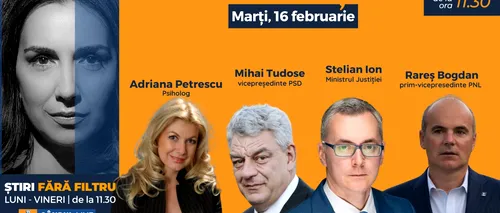 GÂNDUL LIVE. Ministrul Justiției, Stelian Ion, și Rareș Bogdan, prim-vicepreședinte PNL, printre invitații Emmei Zeicescu la ediția din 16 februarie 2021, de la ora 11.30