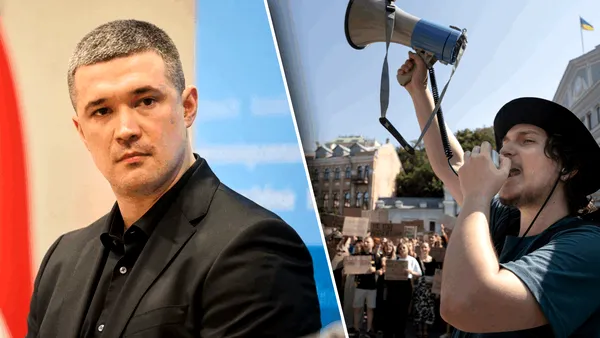 A treia zi de proteste în Ucraina. Mii de oameni contestă decizia lui Zelenski de-al demite pe Fedorov de la apărare