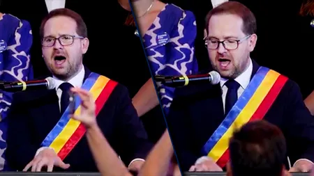 Momentul despărțirii de mandat la Timișoara: Primarul Fritz și-a pus eșarfa tricoloră și a cântat imnul României, acompaniindu-se la pian