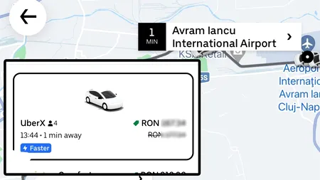 Preț aberant la Uber! Câți lei i s-a cerut unui clujean, pentru o cursă de câțiva kilometri, de la aeroport până acasă