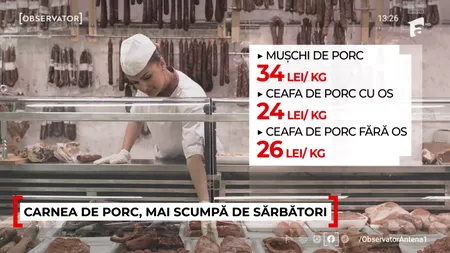 CARNEA de porc se scumpește de Sărbători. Cât costă, la acest moment, kilogramul de mușchi de porc