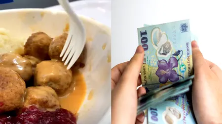 Cât costă o porție de 8 chifteluțe de porc și vită cu piure de cartofi, sos brun, gem de merișoare și mazăre la Ikea