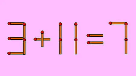 Test de inteligență | Mutați un singur chibrit, pentru a transforma 3 + 11 = 7 într-o egalitate corectă