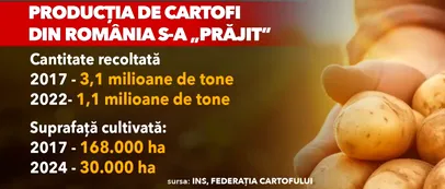 <span style='background-color: #2c4082; color: #fff; ' class='highlight text-uppercase'>VIDEO</span> Cartofii, alimentul de bază al românilor, s-a SCUMPIT cu 12% în 6 luni, din cauza importurilor. România, puternic afectată de secetă