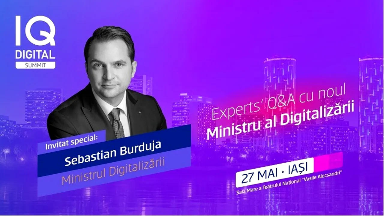 Prima ediție IQ DIGITAL Summit la Iași | Ministrul Sebastian Burduja, noul responsabil cu digitalizarea României, alături de Jonas Kjellberg, co-fondatorul Skype, futurologul Richard van Hooijdonk și antreprenorul tech Radu Georgescu