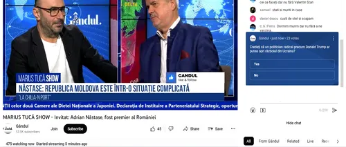 POLL Marius Tucă Show: „Credeți că un politician radical precum Donald Trump ar putea opri războiul din Ucraina?”