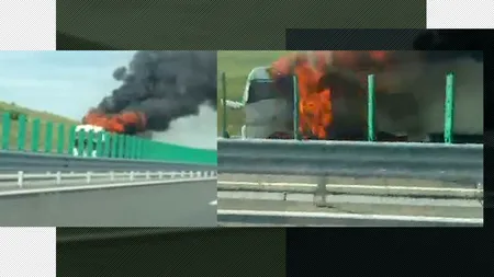 De necrezut. Nu este Hollywood, nu este AI. TIR în flăcări pe Drumul Expres Slatina-Pitești