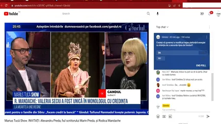 Poll Marius Tucă Show | Răspunsurile telespectatorilor la întrebarea: „Credeți că guvernul a modificat legea plafonării energiei cu intenție de a ascunde lipsa de fonduri?”