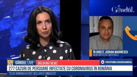 CORONAVIRUS. Medic infecționist, la GÂNDUL LIVE: Nu putem trage în niciun caz concluzia că vom avea numai forme ușoare