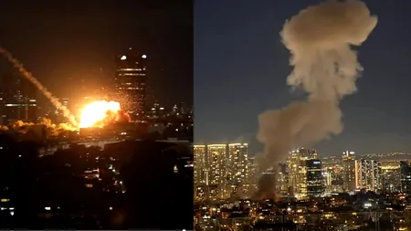 Primele imagini cu atacurile iraniene din Israel: Cum sunt respinse rachetele iraniene din Tel Aviv și Haifa. Bilanț: 1 mort/ între 22 și 89 de răniți