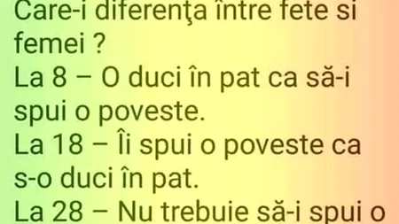 Bancul de joi | Diferența dintre fete și femei