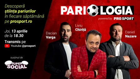 PROSPORT lansează PARIOLOGIA, o emisiune cu Liviu Chiriță, cel care a câștigat 165.000 de euro cu un bilet fabulos, Daniel Nazare și Dacian Varga!