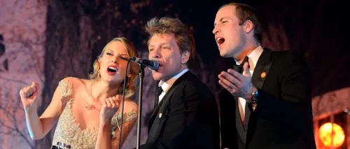Prințul William a cântat alături de Jon Bon Jovi și Taylor Swift Livin`on a prayer, la o gală de caritate. VIDEO