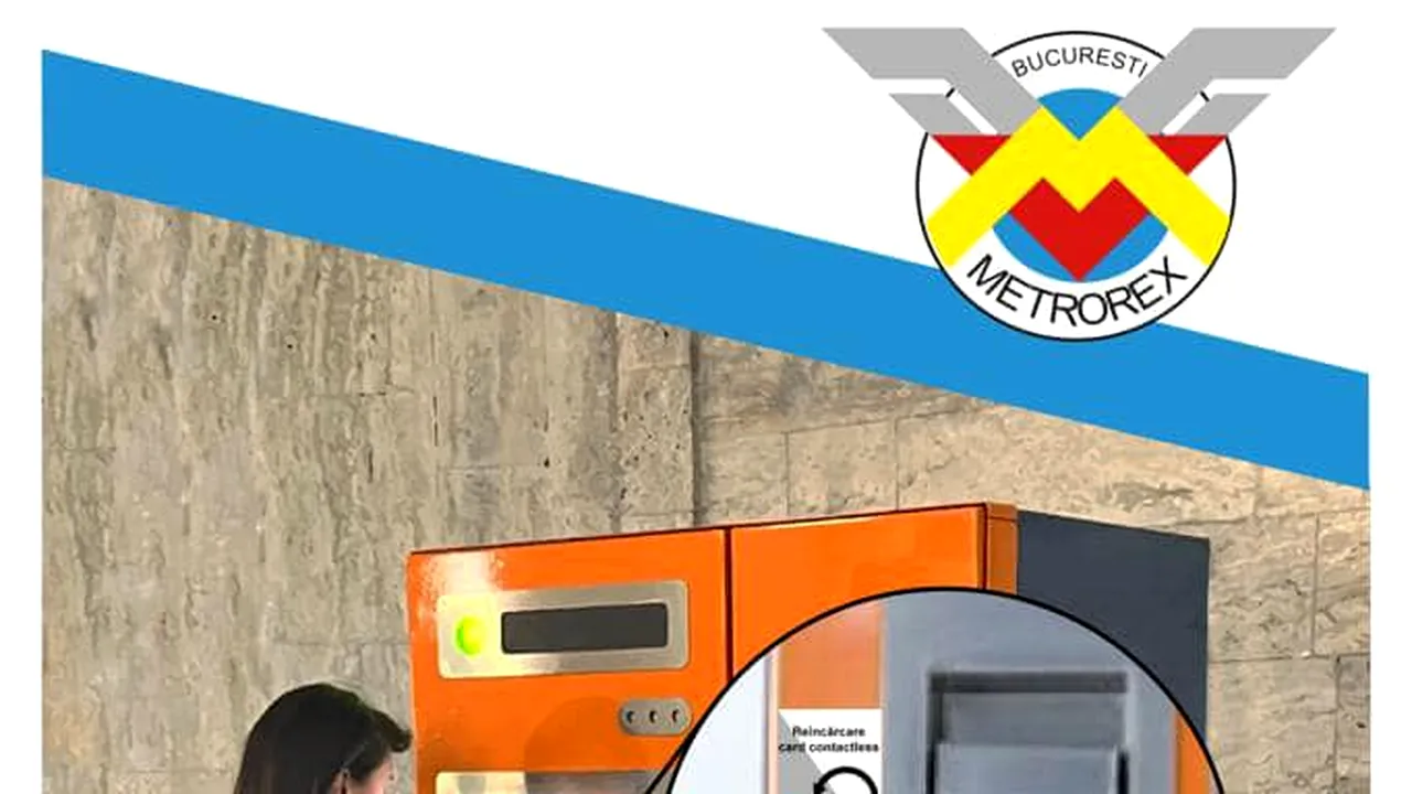 Cardurile contactless Metrorex pot fi reîncărcate, începând de astăzi, la AUTOMATELE de vândut cartele din stațiile de metrou