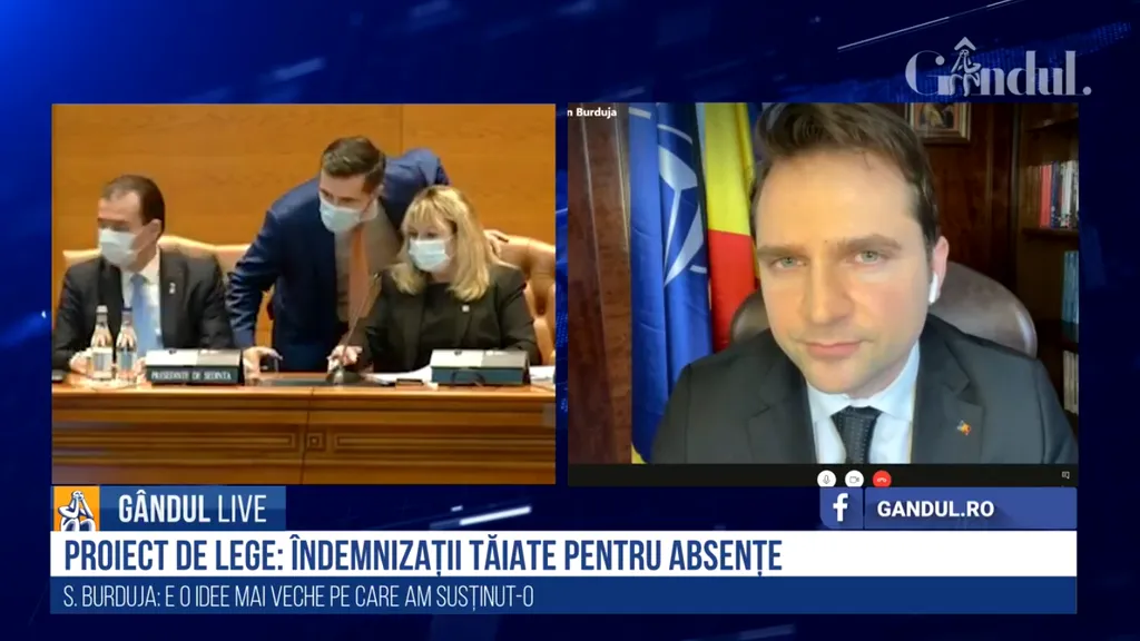 GÂNDUL LIVE. Sebastian Burduja: „Am depus proiectul legislativ! 10% sancțiune pentru fiecare absență în Parlament”