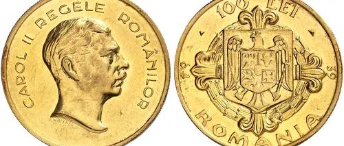 O monedă românească s-a vândut la licitație cu 130.000 de euro. Monograma cui apare pe ea