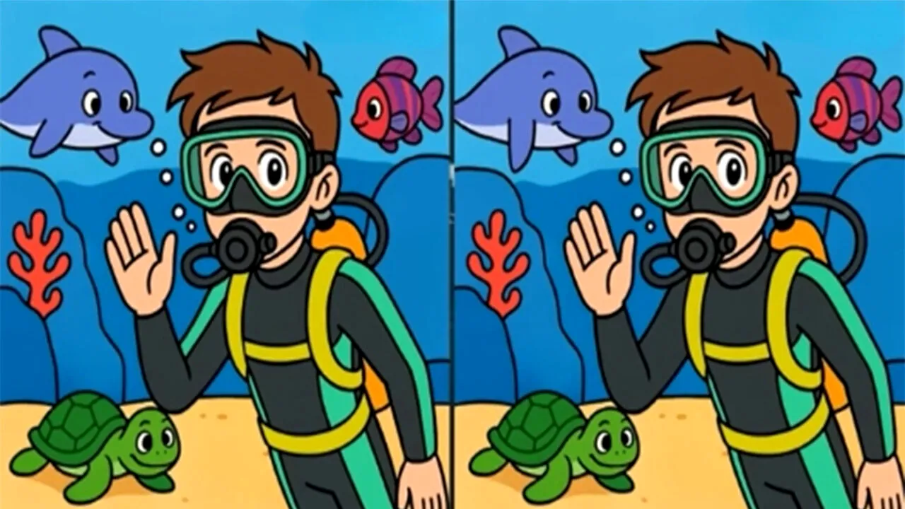 Test de inteligență | Găsiți toate cel 3 diferențe dintre acești doi scafandri